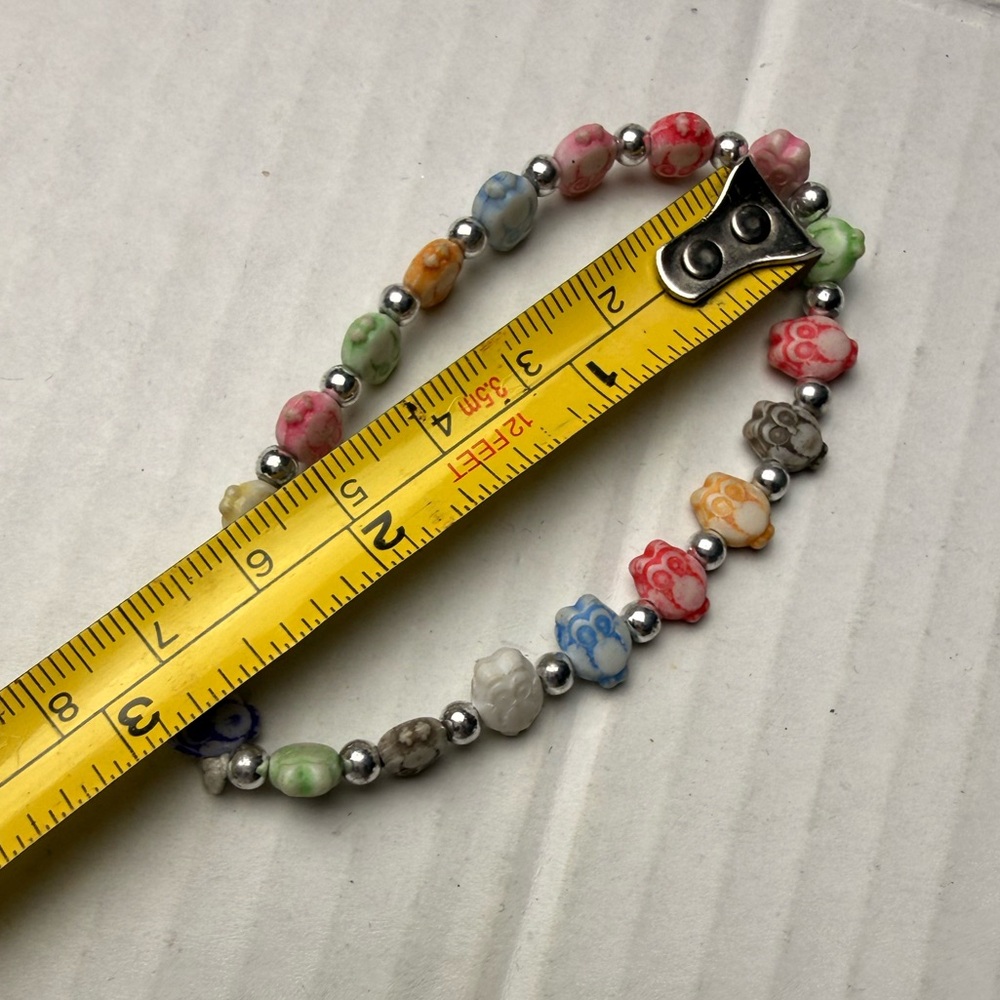 Trrtlz Friendship Owl Bracelet Pastel Multicolor Tiny Silver Stretch Barbie BoHo - Picture 5 of 5